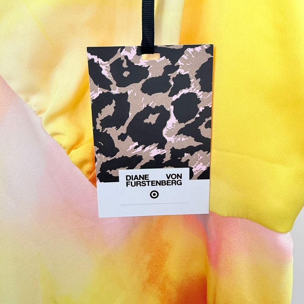 Satin Minimal Slip Dress Skinny Strap 2X DVF Target Pastel Sunset Watercolor NWT - Picture 8 of 11